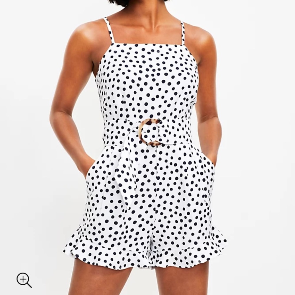 LOFT Black and White Polka Dot Romper